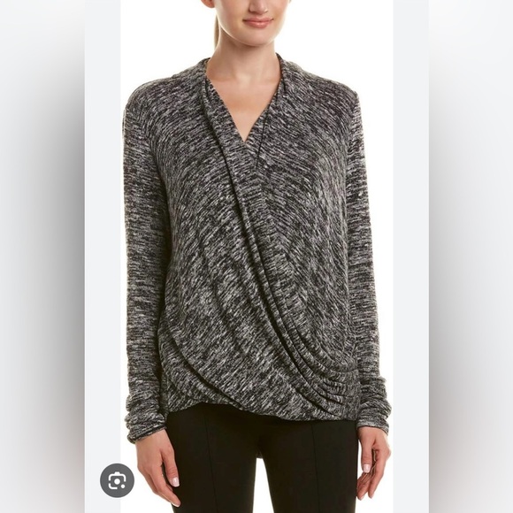 Max Studio Sweaters - Max Studio Heather Gray Deep V Neck Wrap Draped Open Sweater